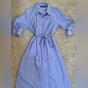 Primark Blue Pinstripe Long Sleeve Dress
